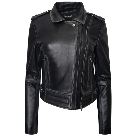 NWT BARNEY'S | Washed Leather Moto Jacket L/XL - Picture 2 of 16
